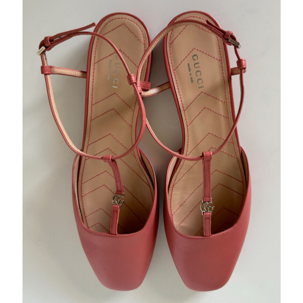Gucci Women's GG Pink Ballet Flat Leather Sandals 9.5 US (39.5 Eu) IT 754136 NIB - Picture 4 of 13